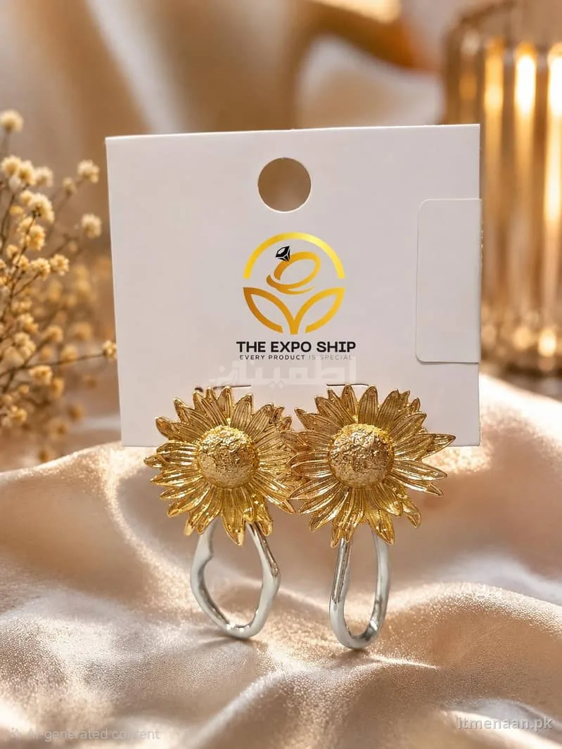 Shimmering Floral Drop Earrings – Perfect for Parties & Weddings for sale in Gulistan-e-Jauhar, Karachi — photo 2 of 2
